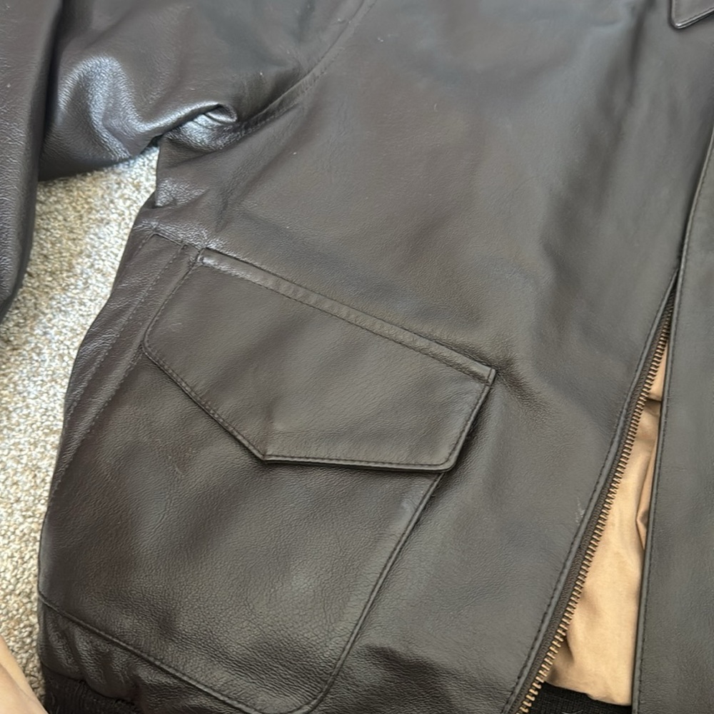 Genuine Leather Aviator Bomber Jacket - Picture 7 of 11